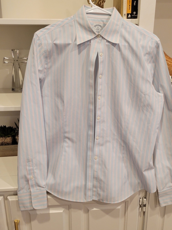 Brooks Brothers Tops - Brooks Brothers 346, size 10,  White Shirt with Light Blue & Pink Stripes